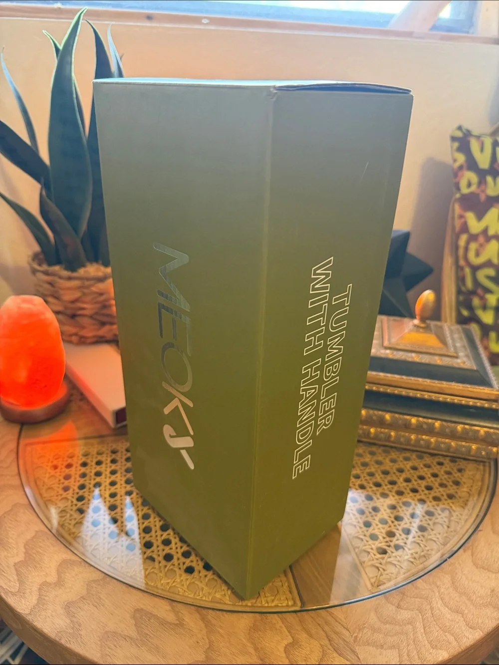 Olive Green Insulated Travel Mug with Straw